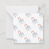 Waterverf Monogram Bow Candy Cane Behuizing Notitiekaartje (Achterkant)