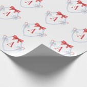 Waterverf Monogram Bow Candy Cane Crest Cadeaupapier (Hoek)