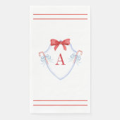 Waterverf Monogram Bow Candy Cane Crest Servet (Voorkant)