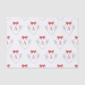 Waterverf Monogram Bow Candy Cane Crest Tissuepapier (Voorkant)