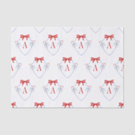 Waterverf Monogram Bow Candy Cane Crest Tissuepapier