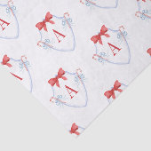 Waterverf Monogram Bow Candy Cane Crest Tissuepapier (Detail)