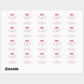 Waterverf Monogram Bow Candy Cane Crest Vierkante Sticker (Vel)