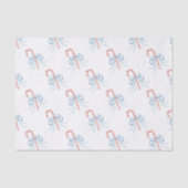 Waterverf Monogram Bow Candy Cane Tissuepapier (Voorkant)