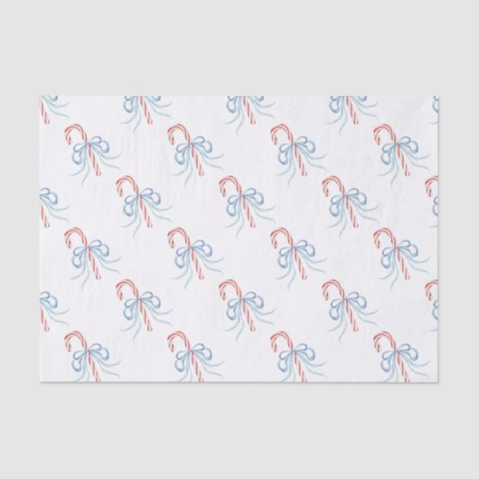Waterverf Monogram Bow Candy Cane Tissuepapier (Voorkant)