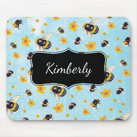 Waterverf Monogram Bumblebee Muismat (Voorkant)