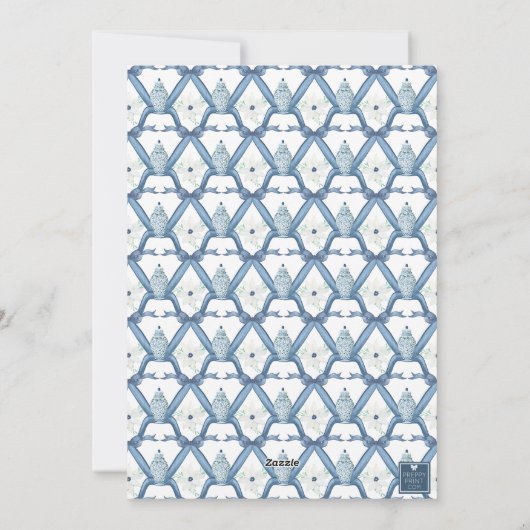 Waterverf Monogram Chinoiserie Jar Crest Foto Feestdagenkaart (Achterkant)