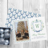 Waterverf Monogram Chinoiserie Jar Crest Foto Feestdagenkaart