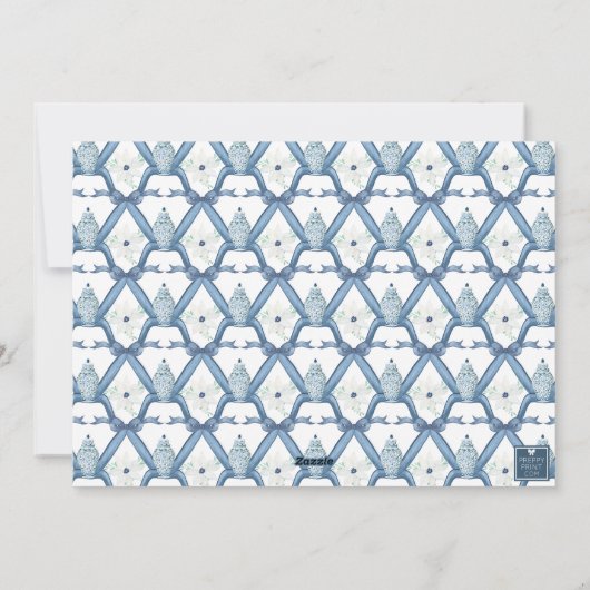 Waterverf Monogram Chinoiserie Jar Crest Foto Feestdagenkaart (Achterkant)