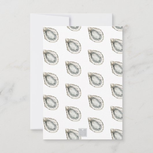 Waterverf monogram Coastal Blue Bow Oyster Bedankkaart (Achterkant)