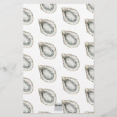 Waterverf monogram Coastal Blue Bow Oyster Briefpapier (Achterkant)