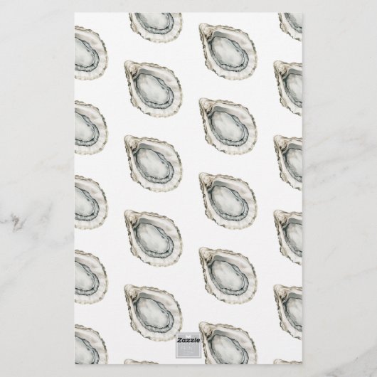 Waterverf monogram Coastal Blue Bow Oyster Briefpapier (Achterkant)