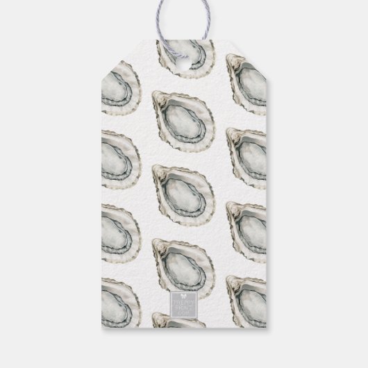 Waterverf monogram Coastal Blue Bow Oyster Cadeaulabel (Achterkant)