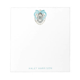 Waterverf monogram Coastal Blue Bow Oyster Notitieblok