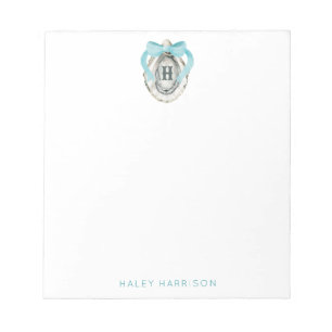 Waterverf monogram Coastal Blue Bow Oyster Notitieblok