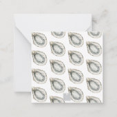 Waterverf monogram Coastal Blue Bow Oyster Notitiekaartje (Achterkant)