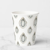 Waterverf monogram Coastal Blue Bow Oyster Papieren Bekers (Achterkant)