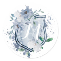 Waterverf Monogram Crest Bruiloft Sticker