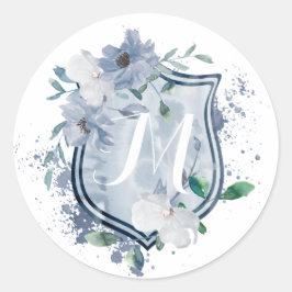 Waterverf Monogram Crest Bruiloft Sticker