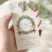 Waterverf Monogram Crest  Krans Kerst Cadeaulabel