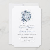 Waterverf Monogram Crest Wedding-uitnodiging Kaart (Voorkant)
