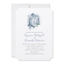 Waterverf Monogram Crest Wedding-uitnodiging