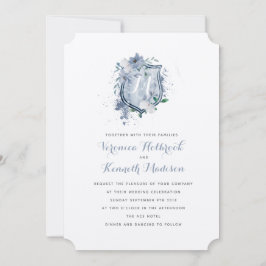 Waterverf Monogram Crest Wedding-uitnodiging Kaart