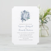 Waterverf Monogram Crest Wedding-uitnodiging Kaart (Staand voorkant)