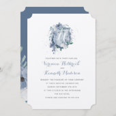 Waterverf Monogram Crest Wedding-uitnodiging Kaart (Voorkant / Achterkant)