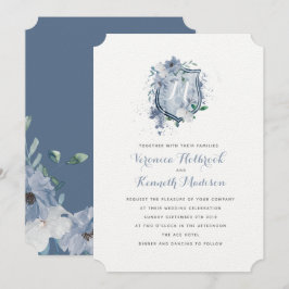 Waterverf Monogram Crest Wedding-uitnodiging Kaart