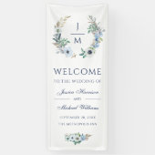 Waterverf Monogram Elegant Floral Wreath Wedding Spandoek (Verticaal)