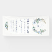 Waterverf Monogram Elegant Floral Wreath Wedding Spandoek (Horizontaal)