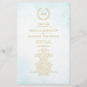 Waterverf Monogram Elegant Simple Wedding Program (Voorkant)
