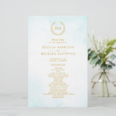 Waterverf Monogram Elegant Simple Wedding Program (Staand voorkant)