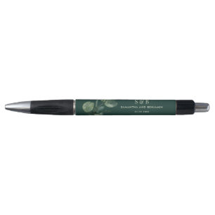 Waterverf Monogram Eucalyptus Wedding Favors Pen