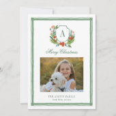 Waterverf Monogram Familie Crest Kerst Feestdagenkaart (Voorkant)