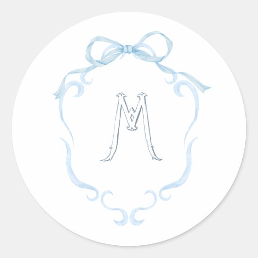 Waterverf Monogram Fles Ronde Sticker (Voorkant)