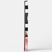 Waterverf Monogram Floral Black en White Stripes Case-Mate iPhone Case (Achterkant / Rechts)