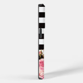 Waterverf Monogram Floral Black en White Stripes Case-Mate iPhone Case (Achterkant / Rechts)