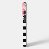Waterverf Monogram Floral Black en White Stripes Case-Mate iPhone Case (Achterkant / Links)