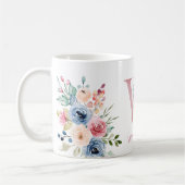 Waterverf Monogram Floral Letter W Coffee Mok (Links)