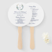 Waterverf Monogram Floral met eenvoudige bruiloft Handwaaier (Voorkant en achterkant)