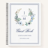 Waterverf Monogram Floral Weddenschap Notitieboek (Voorkant)