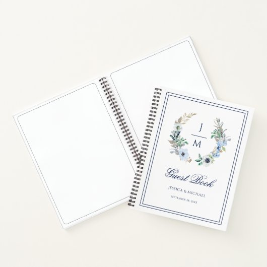 Waterverf Monogram Floral Weddenschap Notitieboek (Binnen)