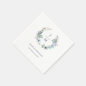 Waterverf Monogram Floral Wreath Anemone Wedding Servet (Hoek)