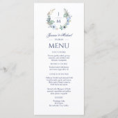 Waterverf Monogram Floral Wreath Wedding Menu (Voorkant)