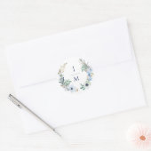 Waterverf Monogram Floral Wreath Wedding Ronde Sticker (Envelop)