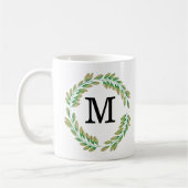 Waterverf Monogram Gold Green Leaves Wreater Koffiemok (Links)