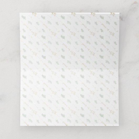 Waterverf Monogram Groen & Goud | Vrede op aarde Plaatskaartje (Binnenkant ongevouwen)