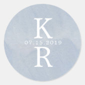 waterverf monogram Huwelijksmonogramsticker Ronde Sticker (Voorkant)